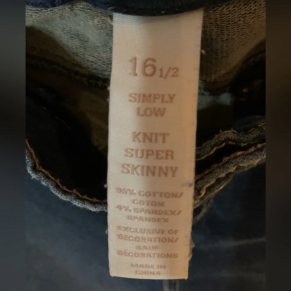 3/$20 Girls Justice Dark Low-Rise Skinny Jeans - Size 16 1/2